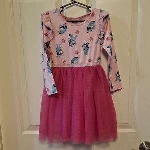 Pink Long Sleeve Dress with Bluey Print 4T Only Worn Once.